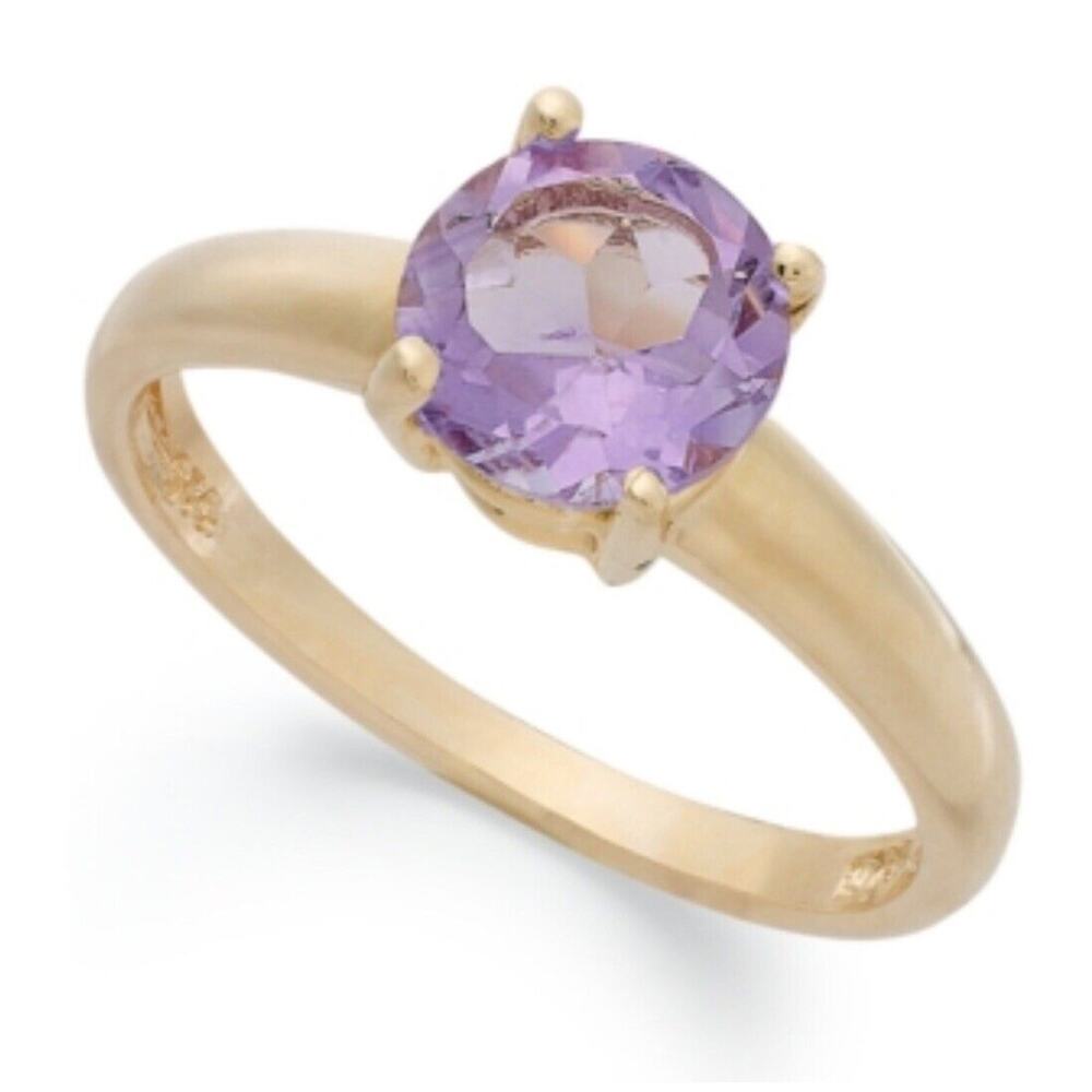Victoria Townsend 18K Gold Vermeil Faux Amethyst Ring (Size 6) Chic Trendy Style